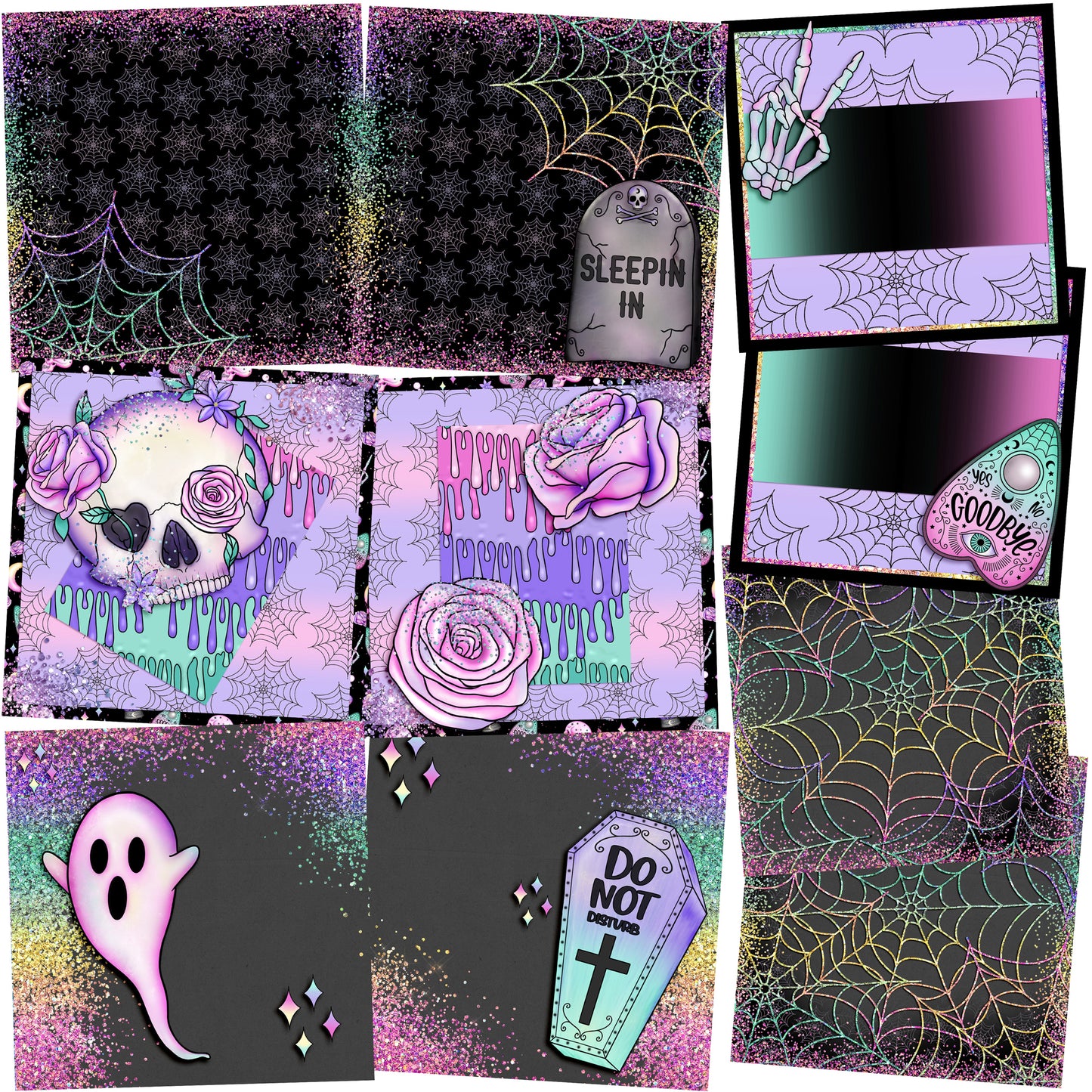 Pretty Creepy EZ Background Pages -  Digital Bundle - 10 Digital Scrapbook Pages - INSTANT DOWNLOAD