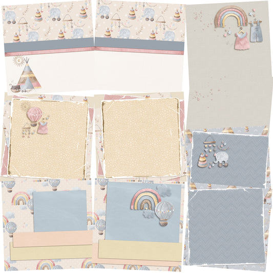 Boho Baby NPM - Set of 5 Double Page Layouts - 1693