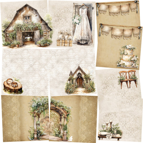 Rustic Wedding NPM - Set of 5 Double Page Layouts - 1763