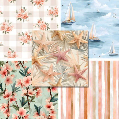 Peachy Summer - 12X12 Scrapbook Paper Pack - 26-8134