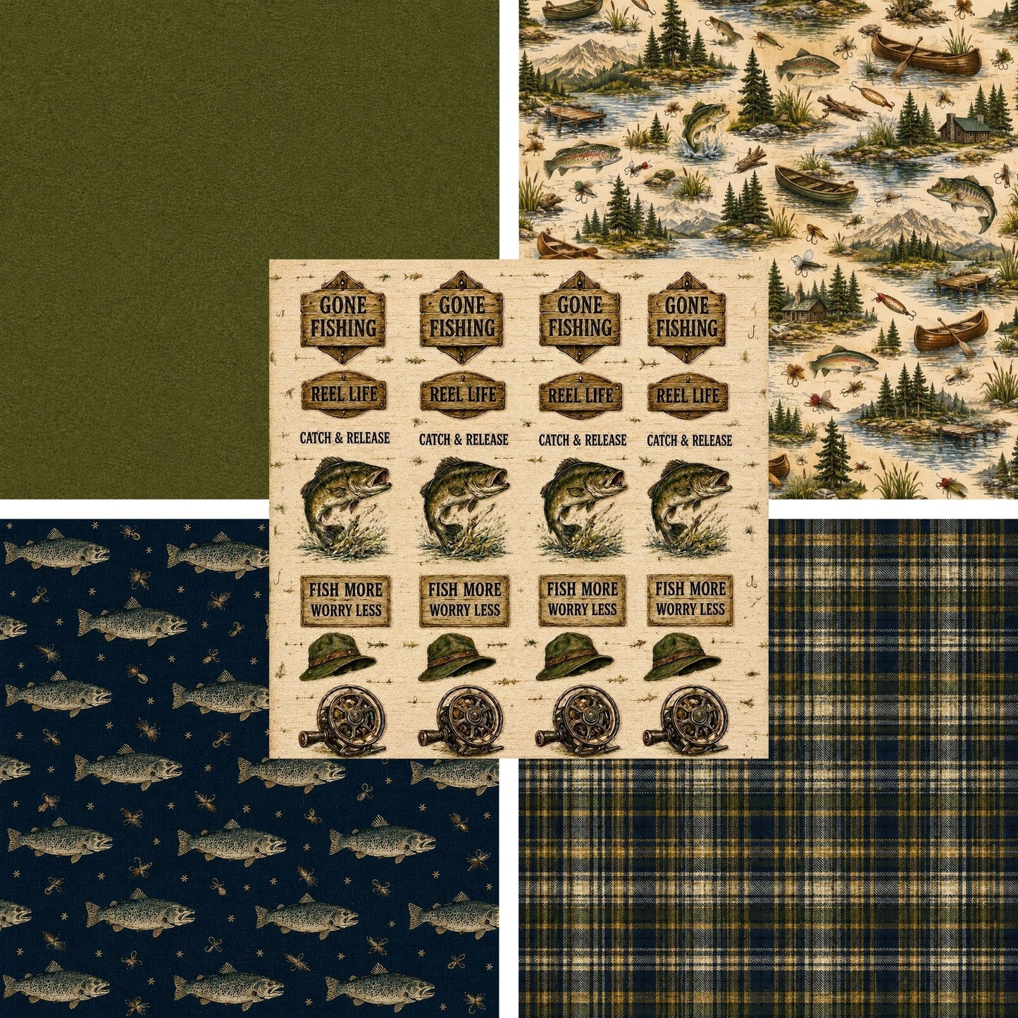 Gone Fishing - 12X12 Scrapbook Paper Pack - 26-8165