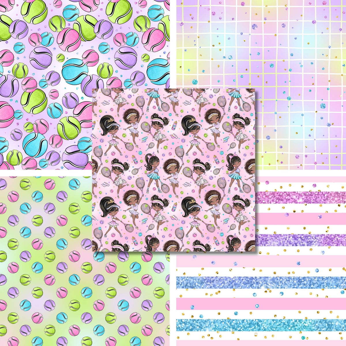 Tennis Girl Dark Skin - 12X12 Scrapbook Paper Pack - 26-8184