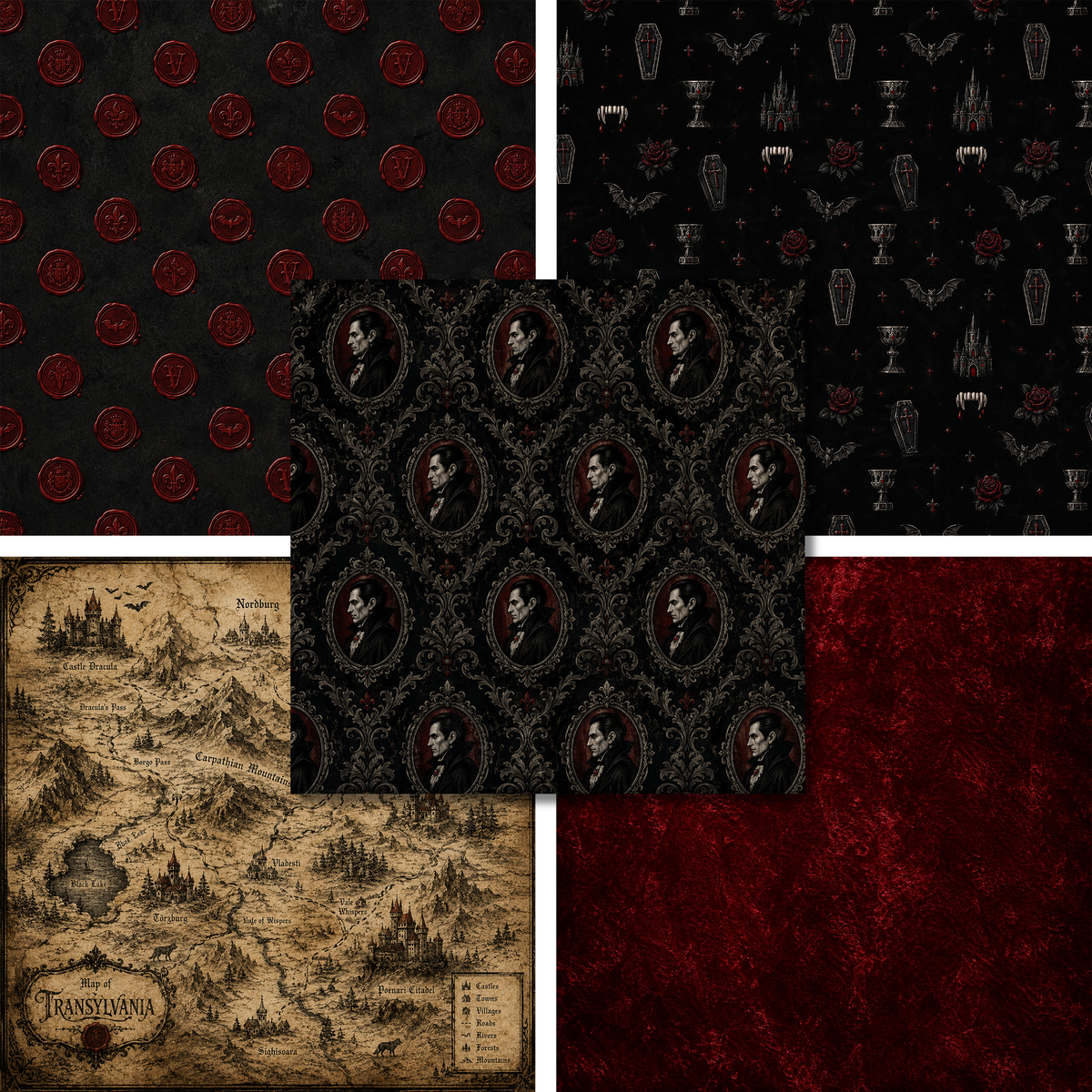 Dracula - Halloween - 12X12 Scrapbook Paper Pack - 26-8214