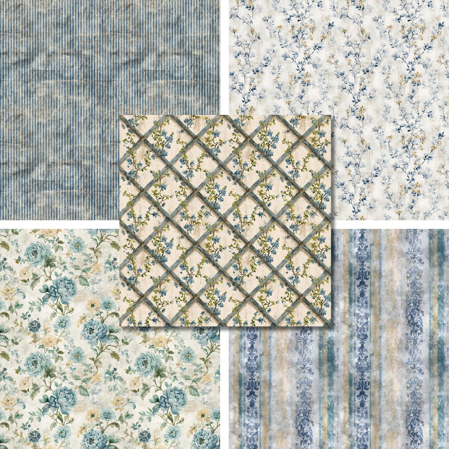 Blue & Yellow Farmhouse - 12X12 Scrapbook Paper Pack - 26-8176