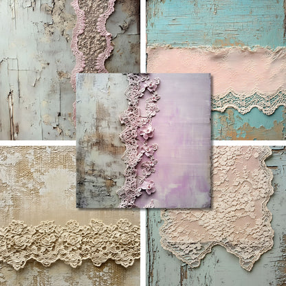 Aged Lace Pastels - 12X12 Scrapbook Paper Pack - 26-8074