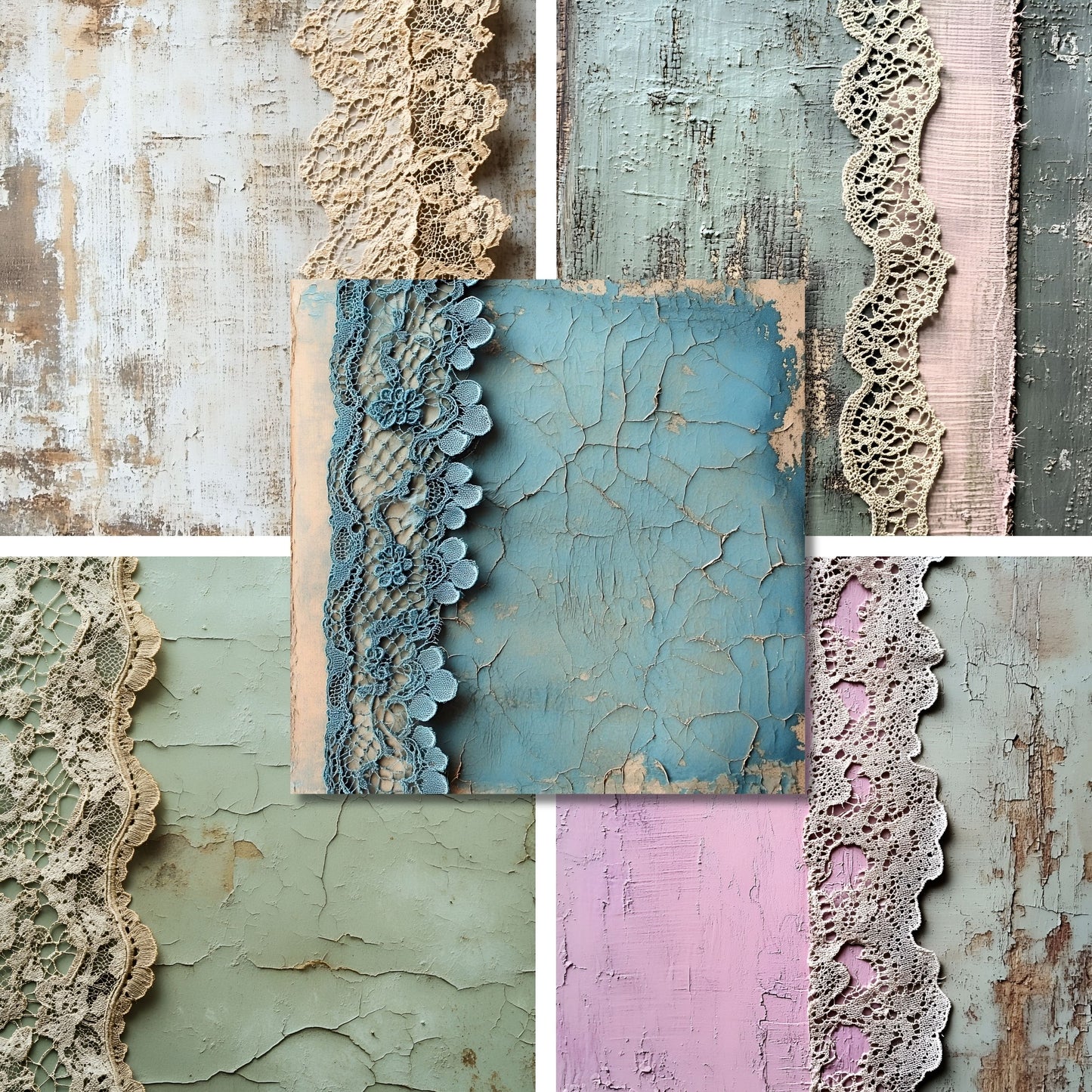 Aged Lace Pastels - 12X12 Scrapbook Paper Pack - 26-8074