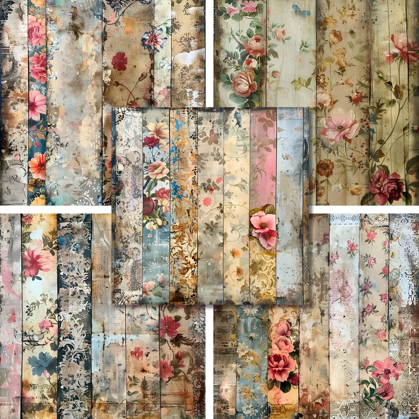 Vintage Spring Strips - 12X12 Scrapbook Paper Pack - 26-8075