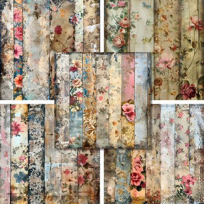 Vintage Spring Strips - 12X12 Scrapbook Paper Pack - 26-8075