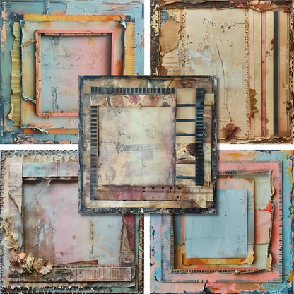 Antique Stacked Mats - 12X12 Scrapbook Paper Pack - 26-8076