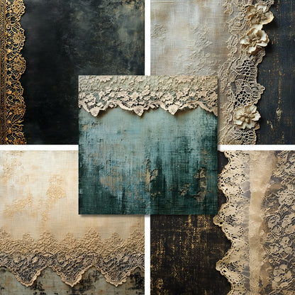 Aged Vintage Lace - 12X12 Scrapbook Paper Pack - 26-8072