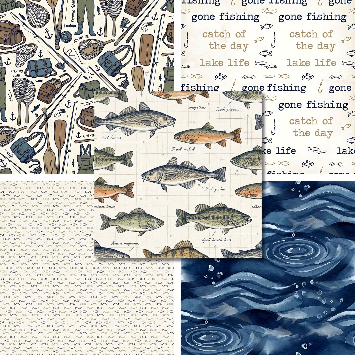 Let's Go Fishing - 12X12 Scrapbook Paper Pack - 26-8046