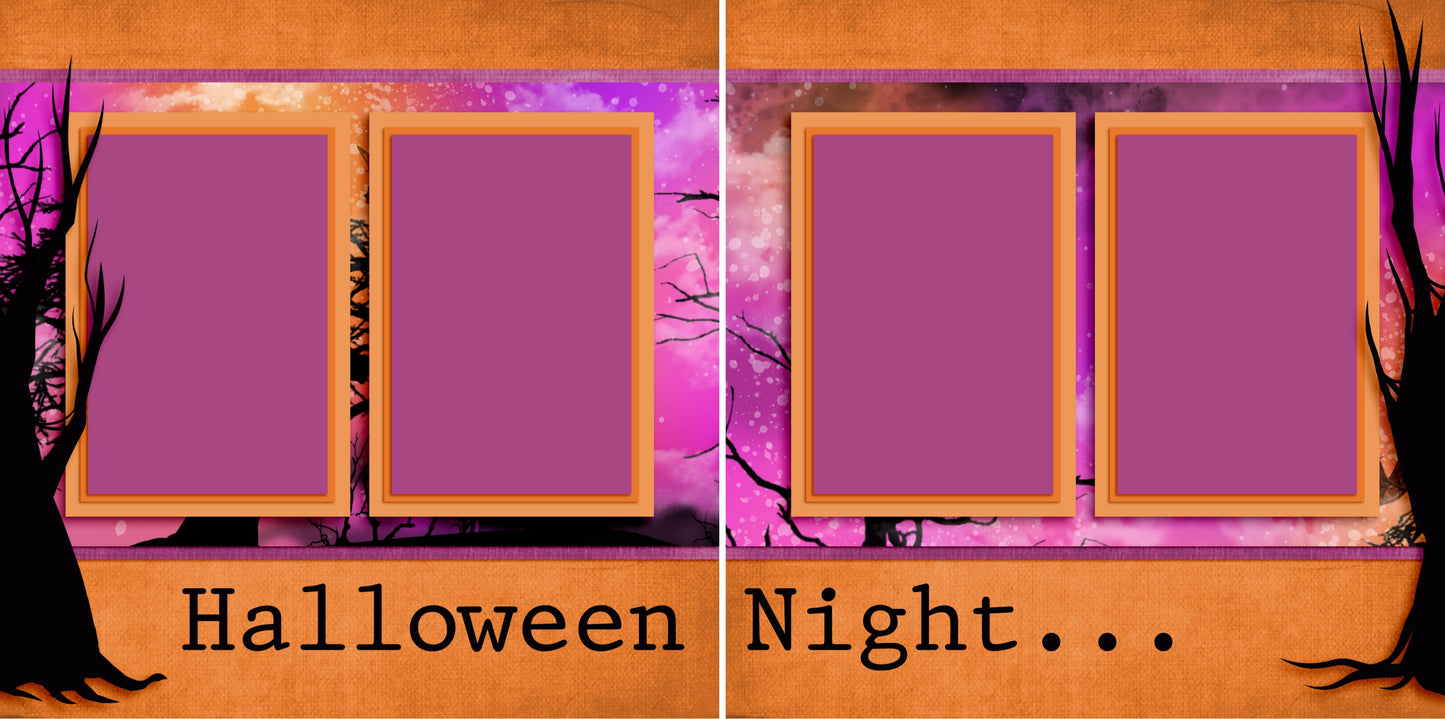 Halloween Night - Set of 5 Double Page Scrapbook Layouts - 1278