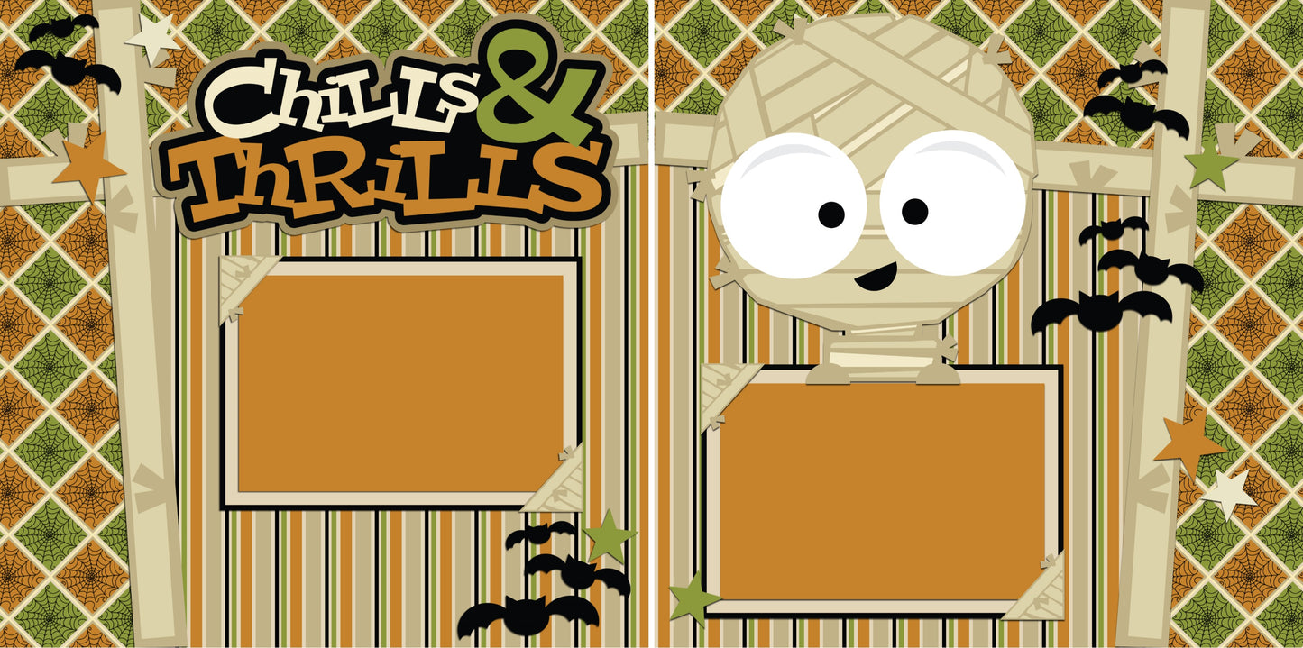 Chills & Thrills - Set of 5 Double Page Scrapbook Layouts - 1178