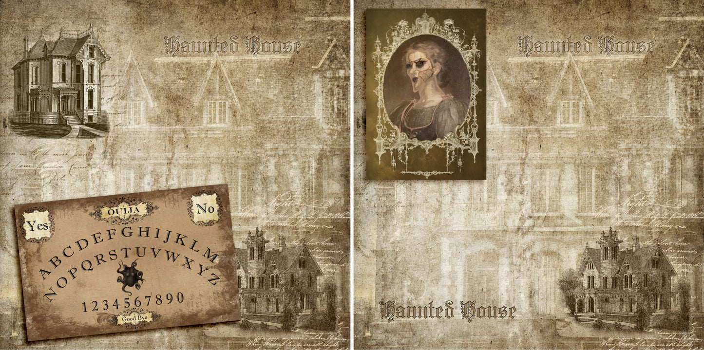 Haunted House NPM - Set of 5 Double Page Scrapbook Layouts - 1277