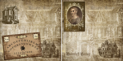 Haunted House NPM - Set of 5 Double Page Scrapbook Layouts - 1277