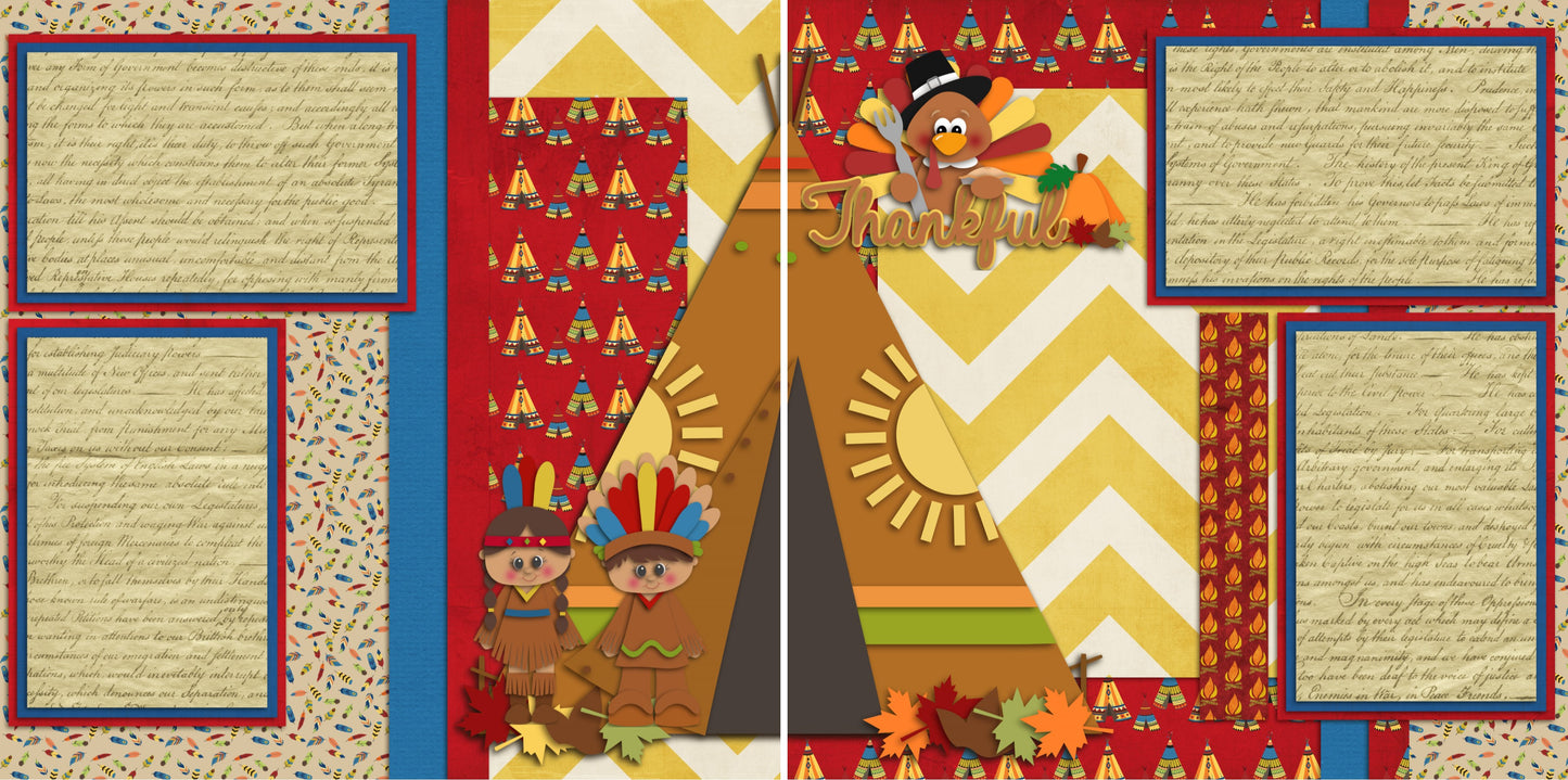 Thanksgiving - Set of 5 Double Page Scrapbook Layouts - 1193