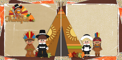 Thanksgiving NPM - Set of 5 Double Page Scrapbook Layouts - 1207