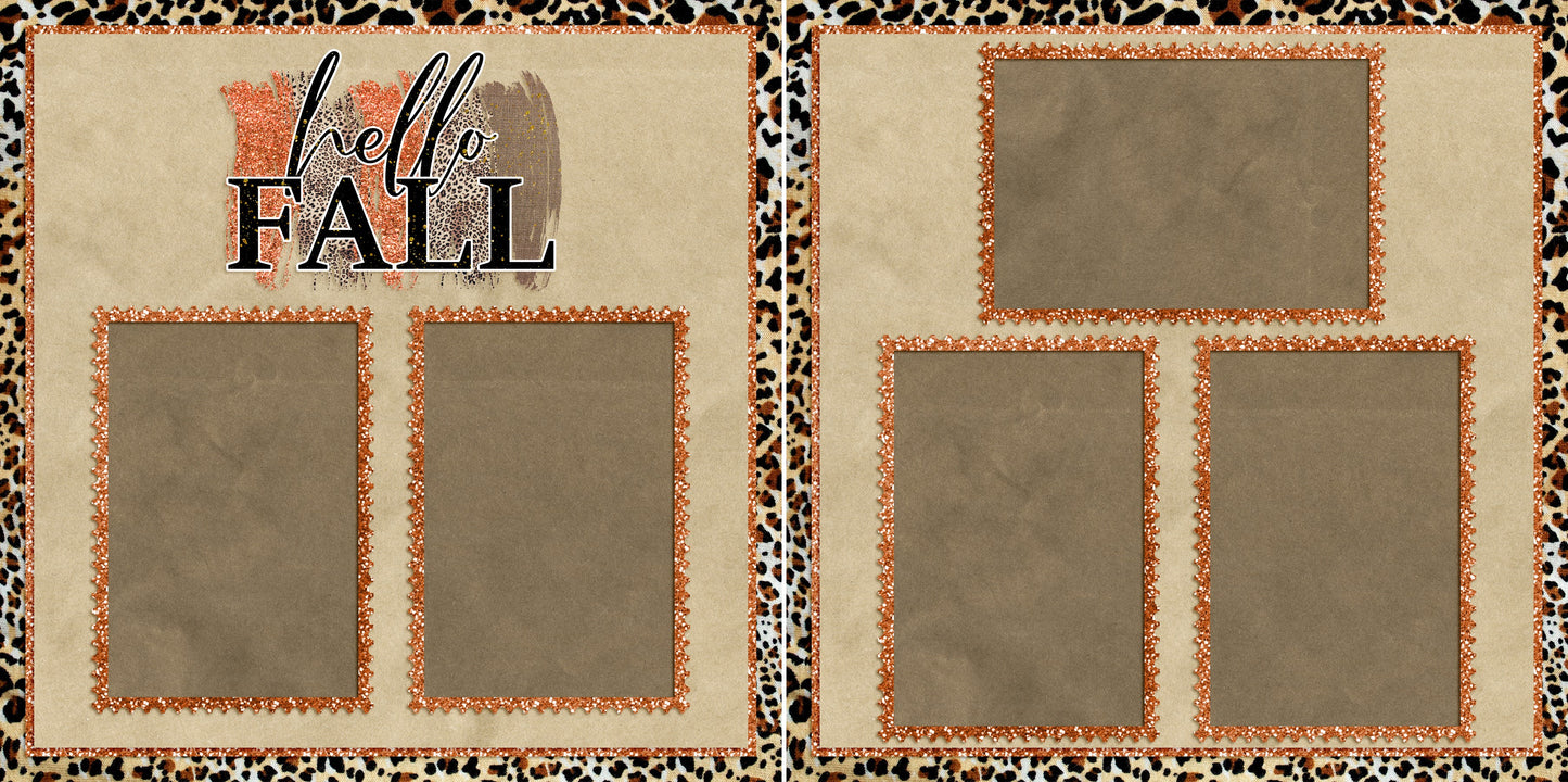 Cheetah Fall - Set of 5 Double Page Layouts - 1524