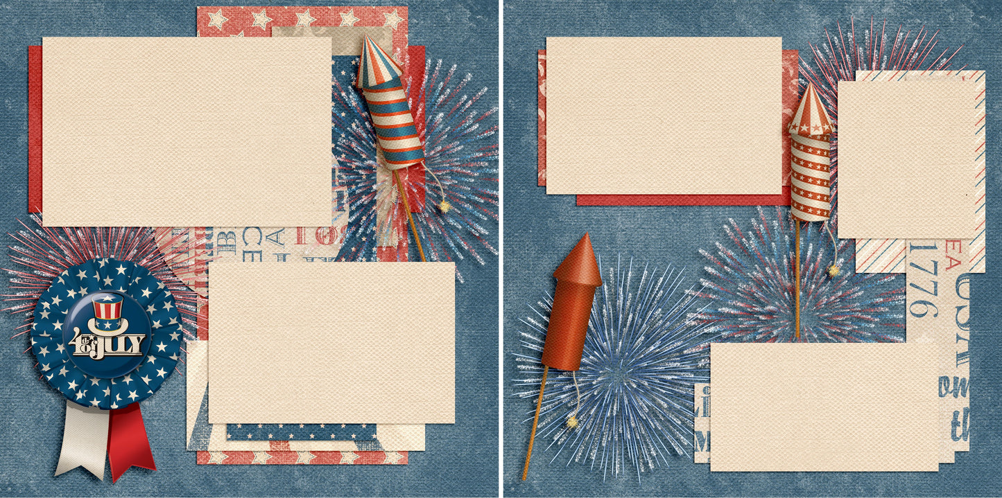 Stars & Stripes - Set of 5 Double Page Layouts - 1443