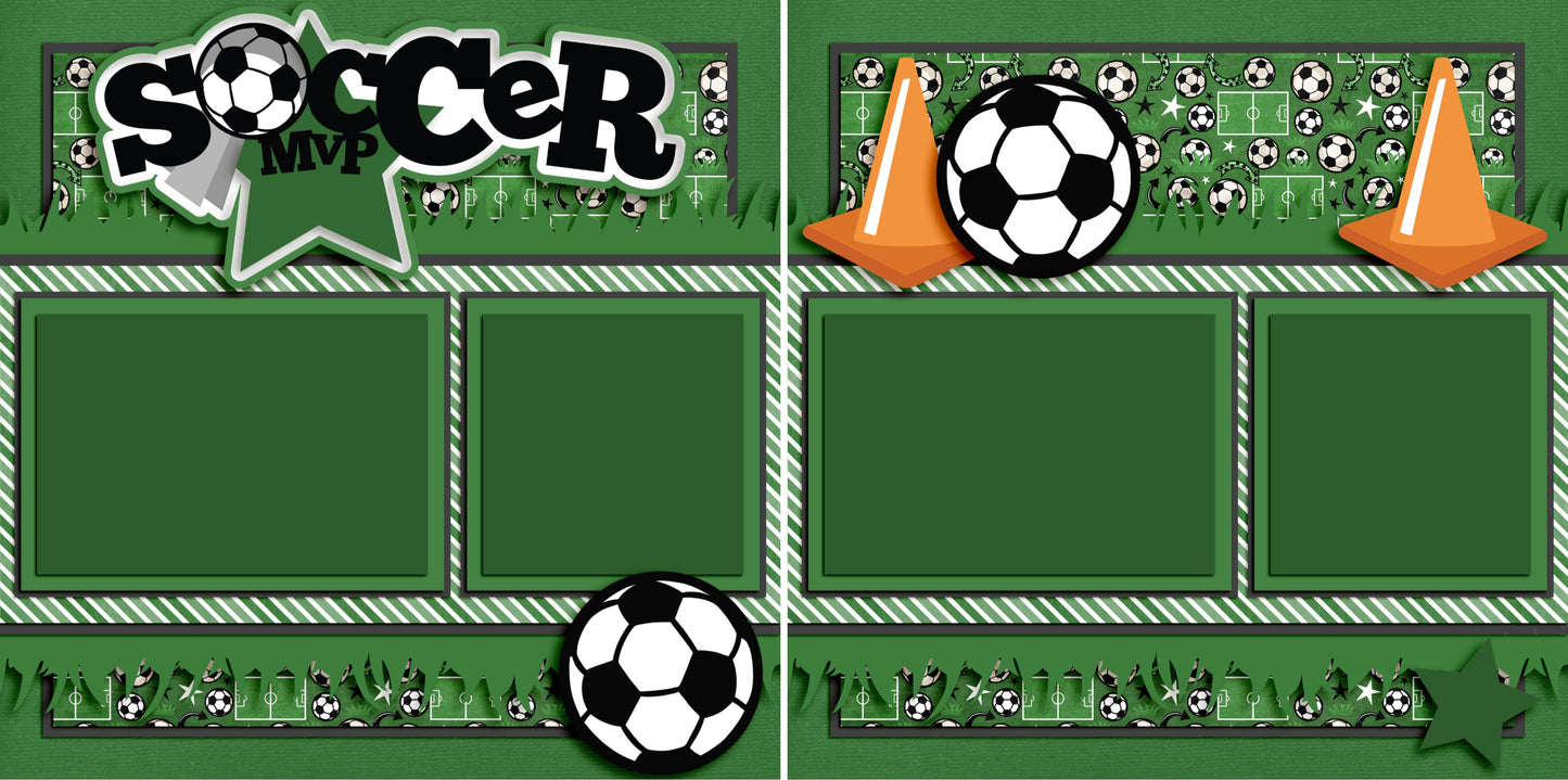 Soccer Fun - Set of 5 Double Page Scrapbook Layouts - 1305