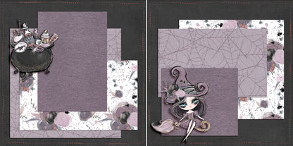 Pretty Gothic Witch NPM - Set of 5 Double Page Layouts - 1450