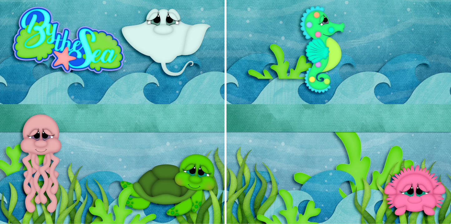 Oceans of Fun NPM- Set of 5 Double Page Scrapbook Layouts - 1269
