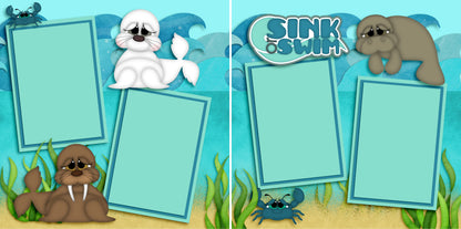 Oceans of Fun - Set of 5 Double Page Scrapbook Layouts - 1268