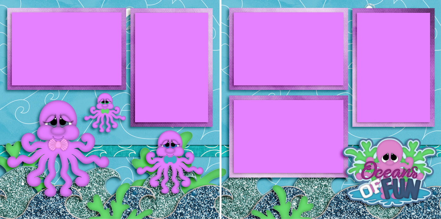 Oceans of Fun - Set of 5 Double Page Scrapbook Layouts - 1268