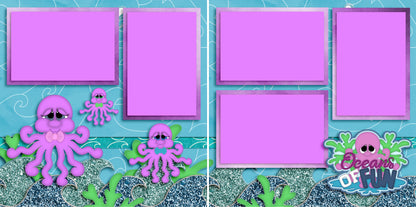 Oceans of Fun - Set of 5 Double Page Scrapbook Layouts - 1268