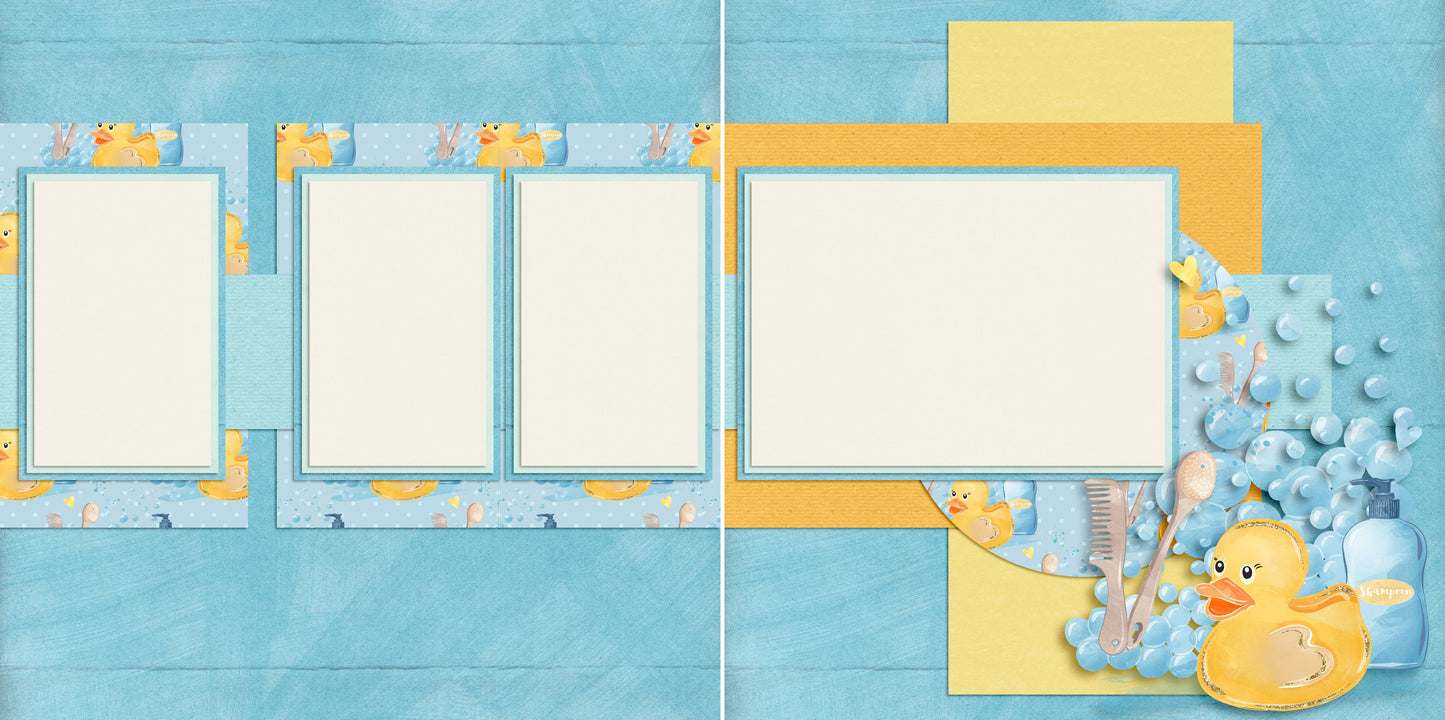 Bath Time Baby - Set of 5 Double Page Layouts - 1594