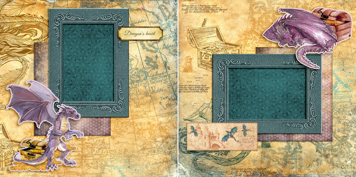 Dragon Heart - Set of 5 Double Page Layouts - 1540
