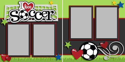 Soccer Fun - Set of 5 Double Page Scrapbook Layouts - 1305