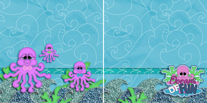 Oceans of Fun NPM- Set of 5 Double Page Scrapbook Layouts - 1269