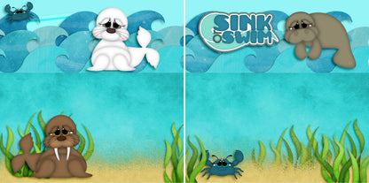 Oceans of Fun NPM- Set of 5 Double Page Scrapbook Layouts - 1269