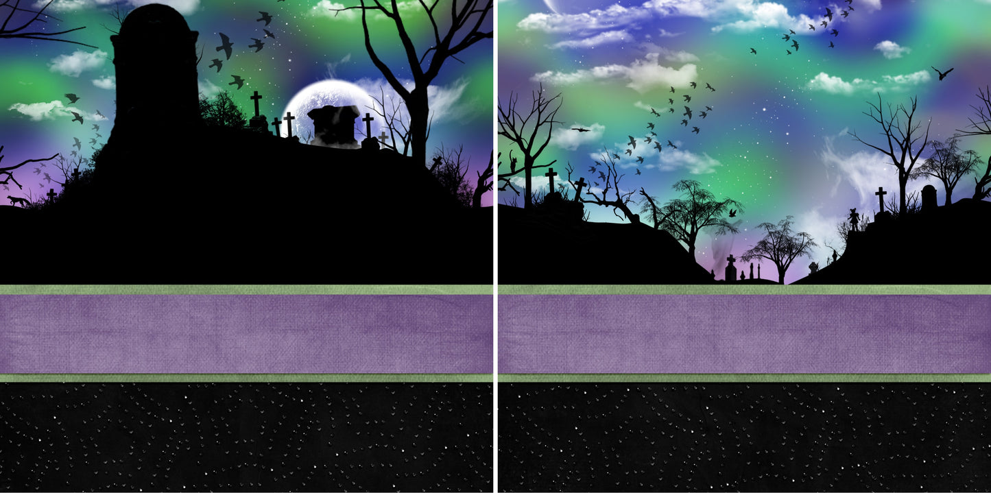 Halloween Night NPM - Set of 5 Double Page Scrapbook Layouts - 1279