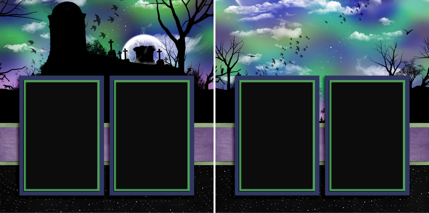 Halloween Night - Set of 5 Double Page Scrapbook Layouts - 1278