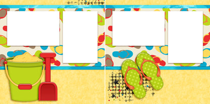 Flip Flops & Beach Toys - EZ Digital Scrapbook Quick Pages - INSTANT DOWNLOAD