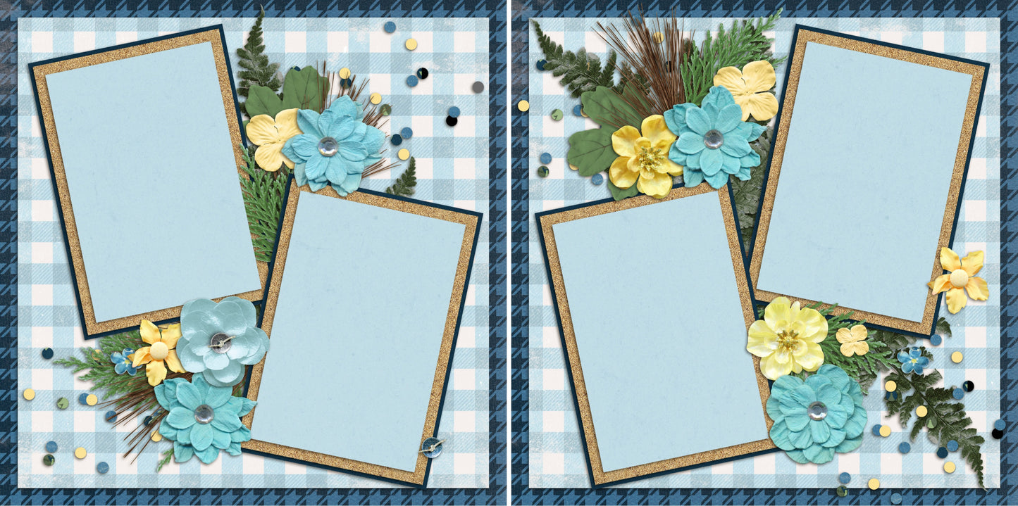 At the Lake - Set of 5 Double Page Scrapbook Layouts - 1160