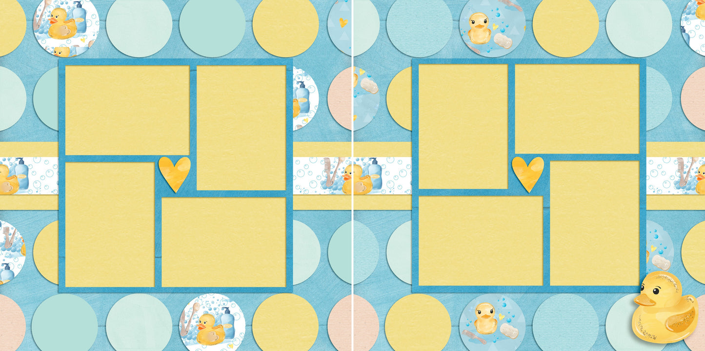 Bath Time Baby - Set of 5 Double Page Layouts - 1594