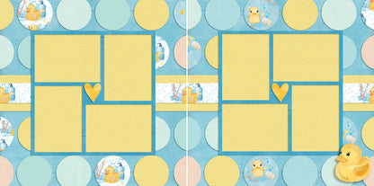 Bath Time Baby - Set of 5 Double Page Layouts - 1594