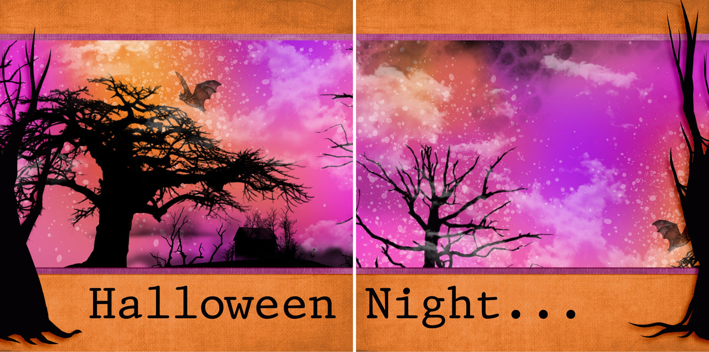 Halloween Night NPM - Set of 5 Double Page Scrapbook Layouts - 1279