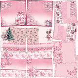 Pink & Silver Christmas NPM - Set of 5 Double Page Layouts - 1791