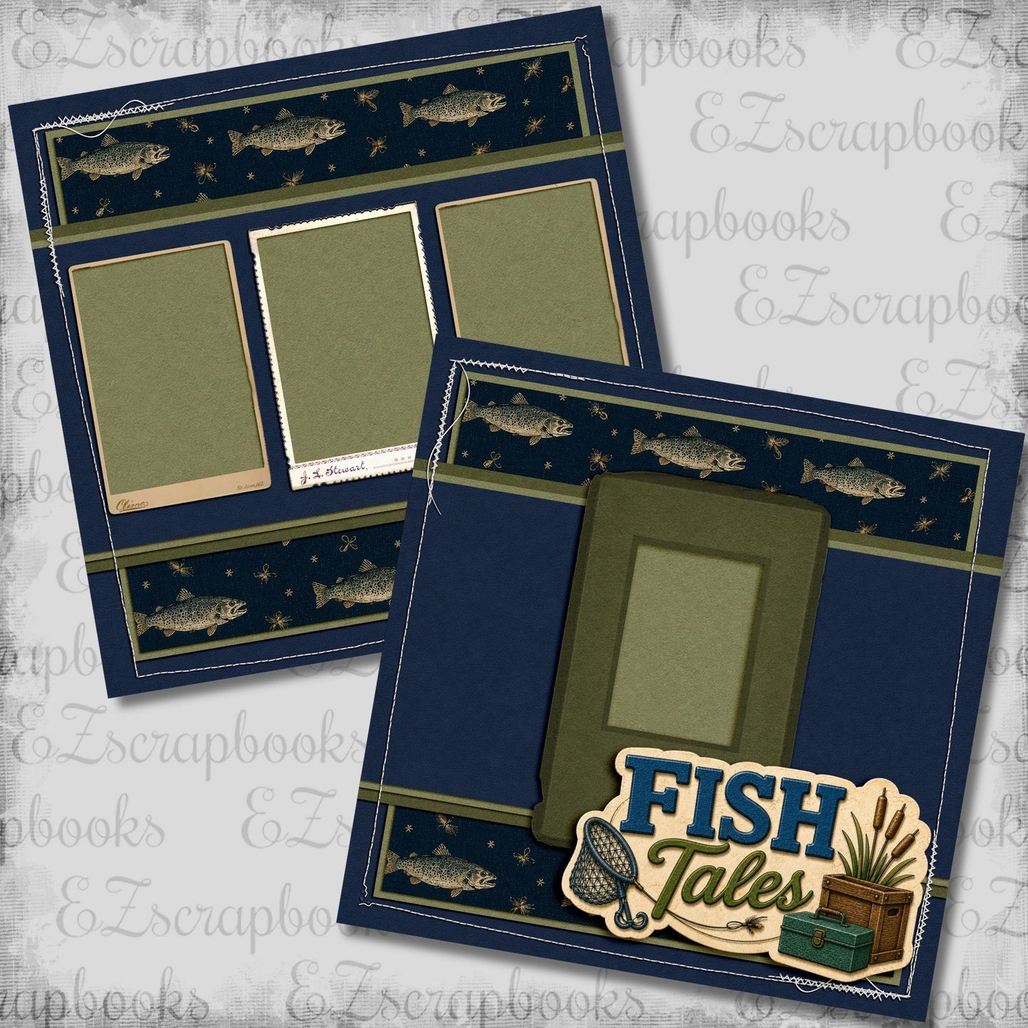 Fish Tales - Scrapbook Layout - 26-250