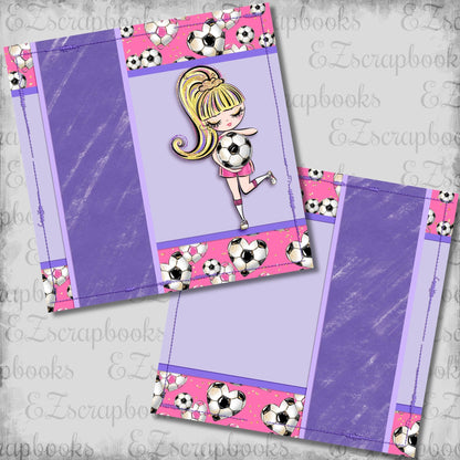 Soccer Girl Purple Blonde Hair NPM - Scrapbook Layout - 26-275