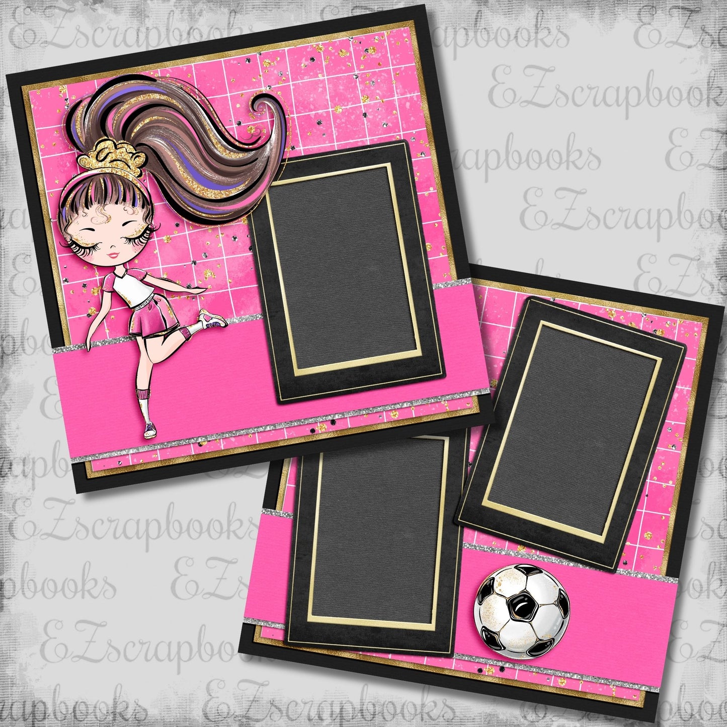 Soccer Girl Pink - Scrapbook Layout - 26-276