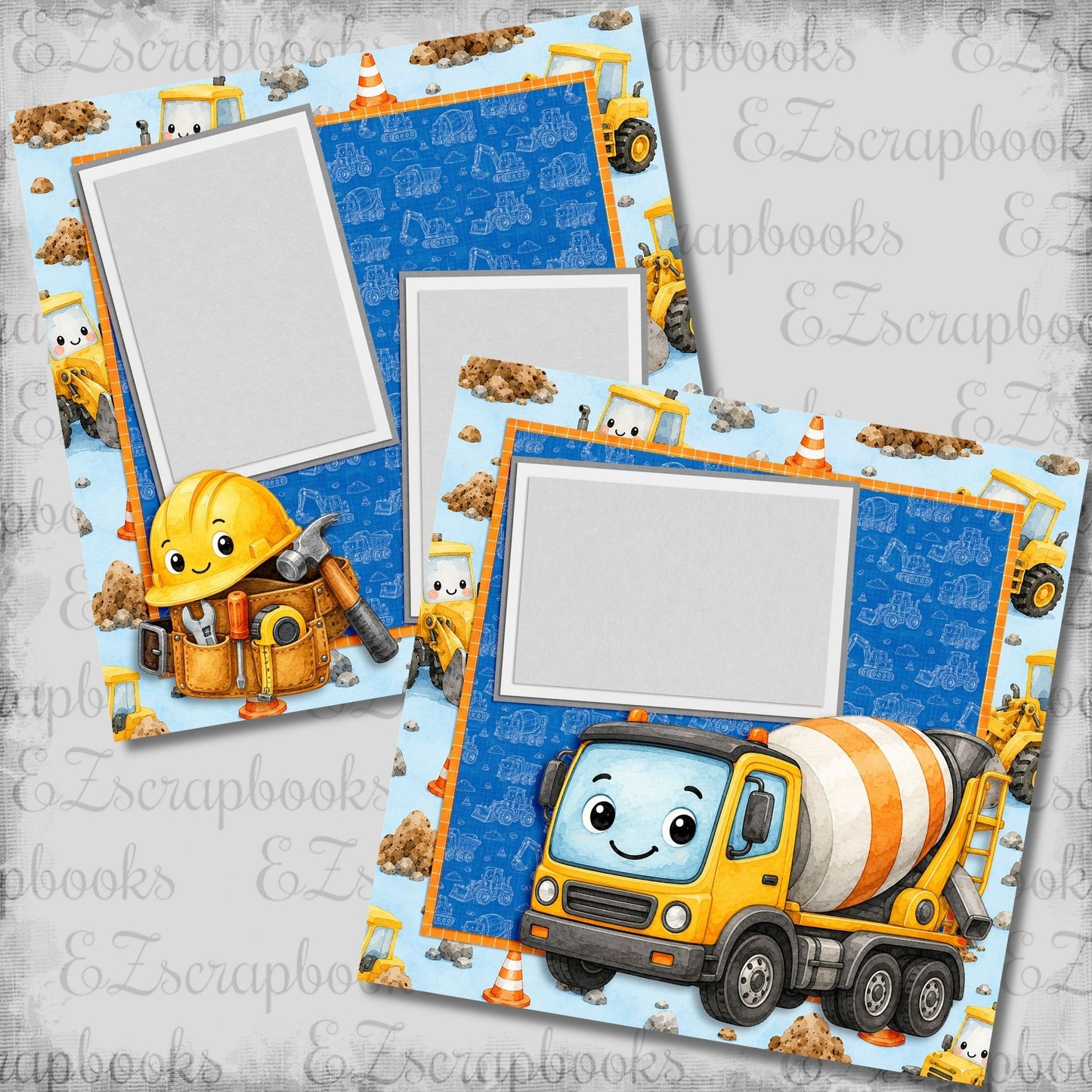 Construction Kid Cement Truck - Scrapbook Layout - 26-266