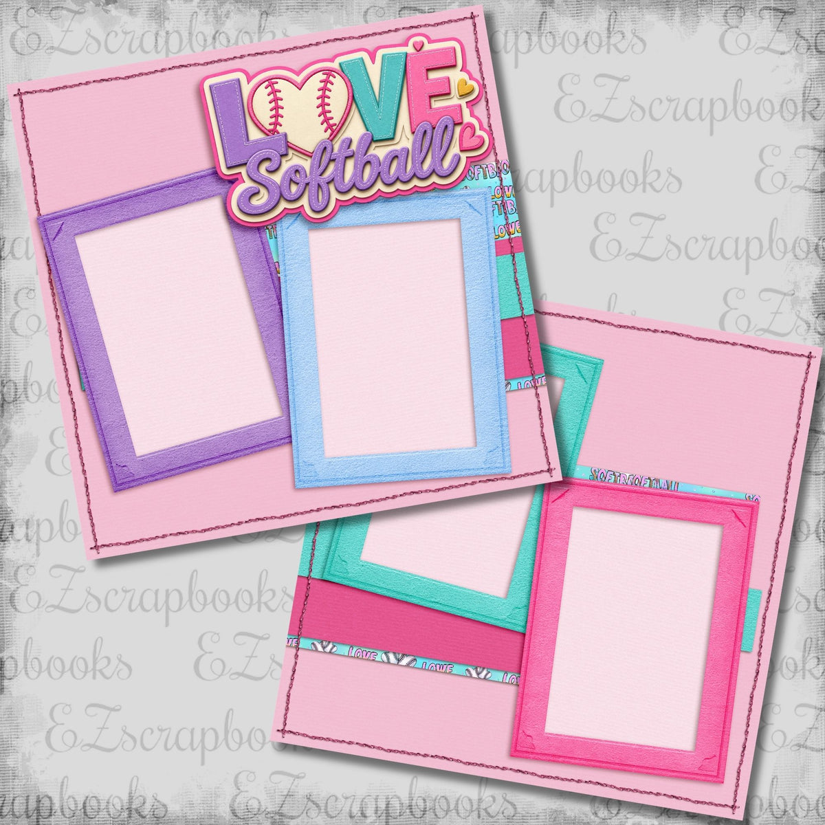 Love Softball - Scrapbook Layout - 26-294