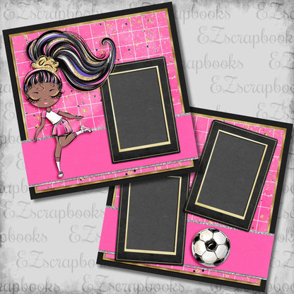 Soccer Girl Pink African American - Scrapbook Layout - 26-278