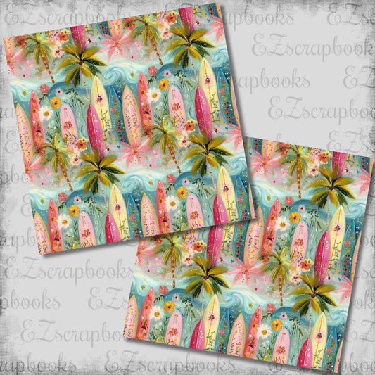 Beachy Pink Surfboards - 12x12 Scrapbook Papers - 26-233