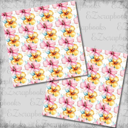 Bright Vacation Flowers - 12x12 Scrapbook Papers - 26-336